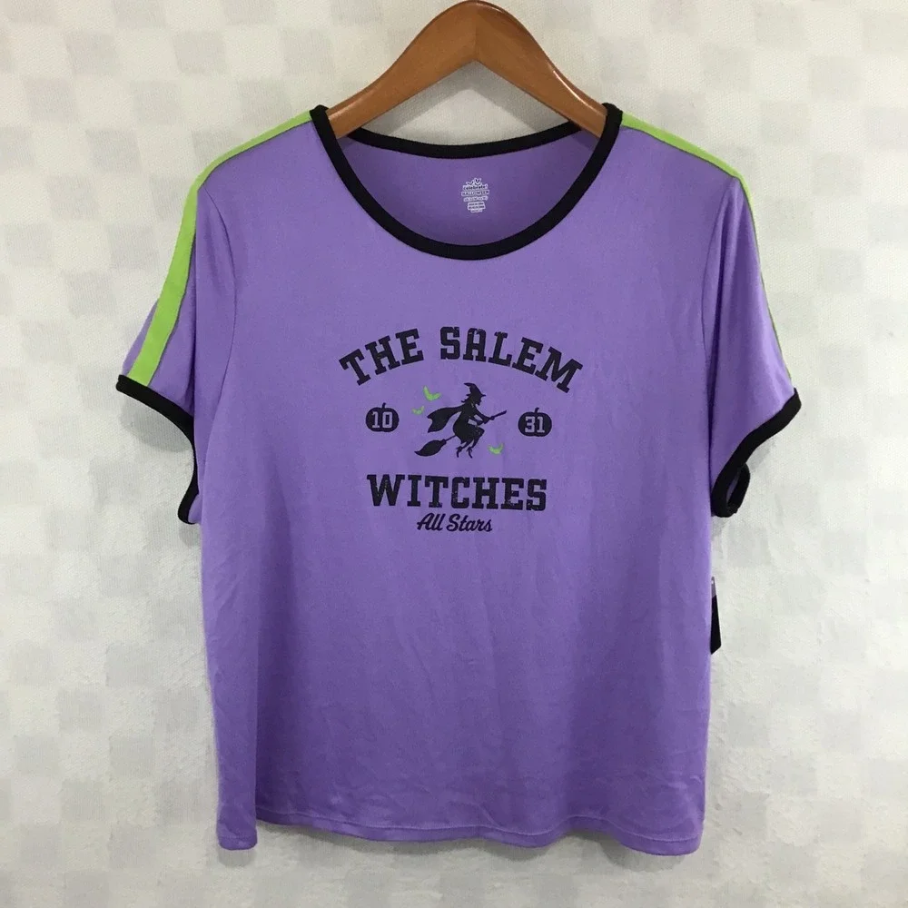 Way To Celebrate Salem Witches All Stars Halloween Ringer Tee Purple Plus 3X